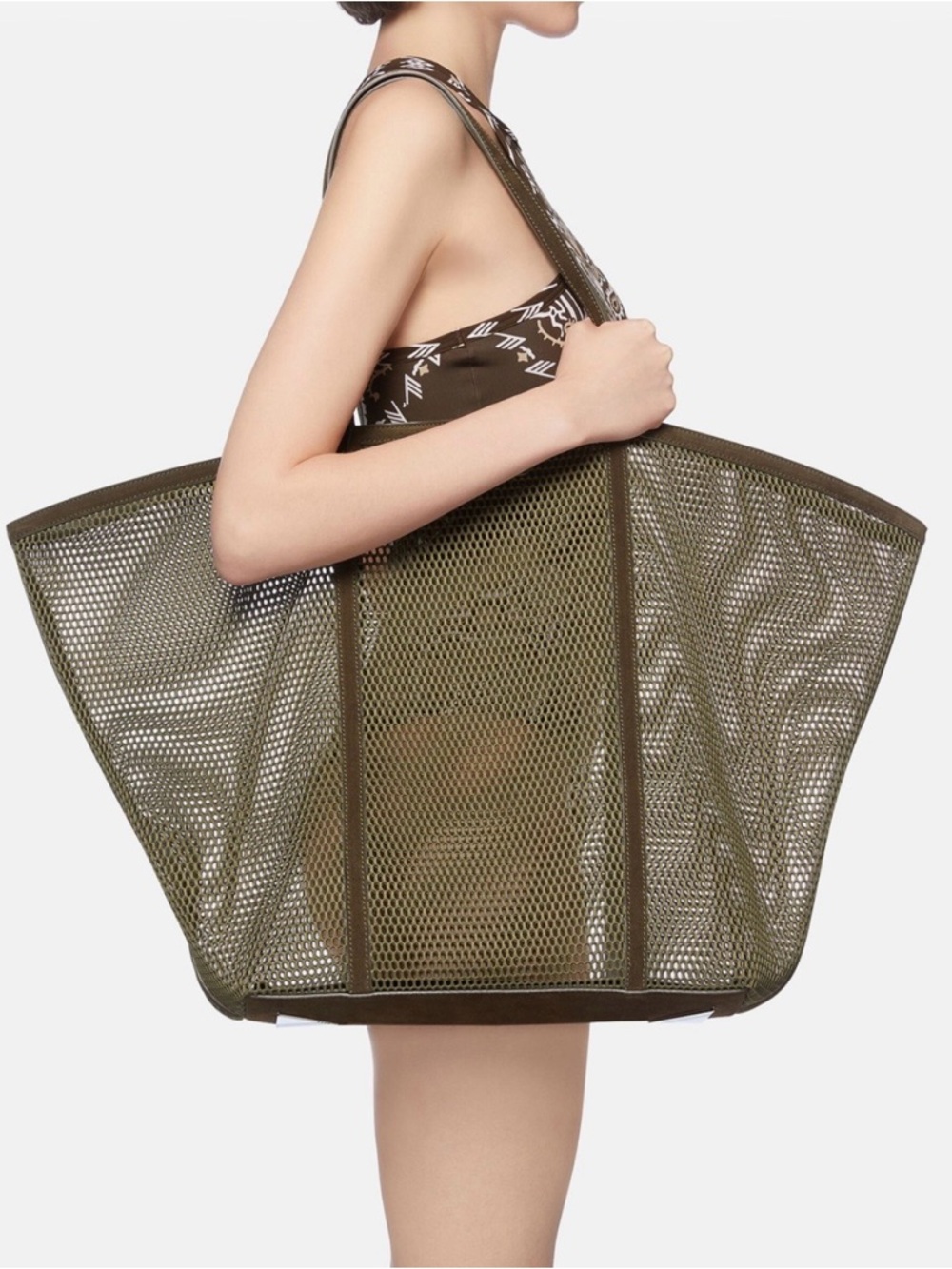 The Attico Via del Mare Mesh Tote – Military Green